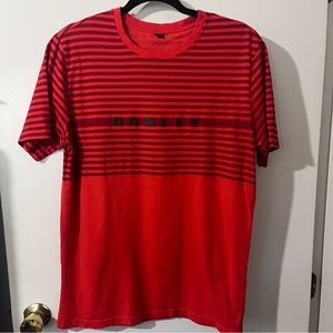 Oakley Orange & Red Striped Short Sleeve T Shirt Men's M